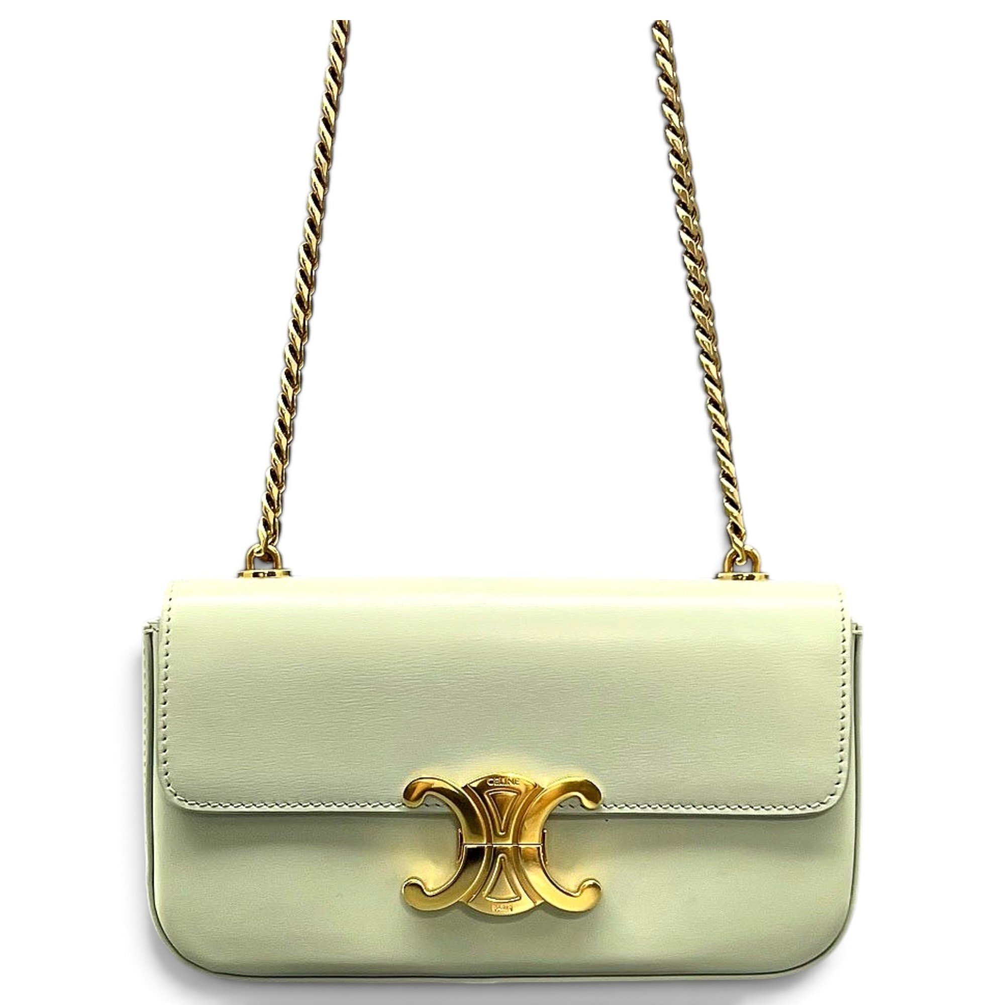 Triomphe chain leather handbag