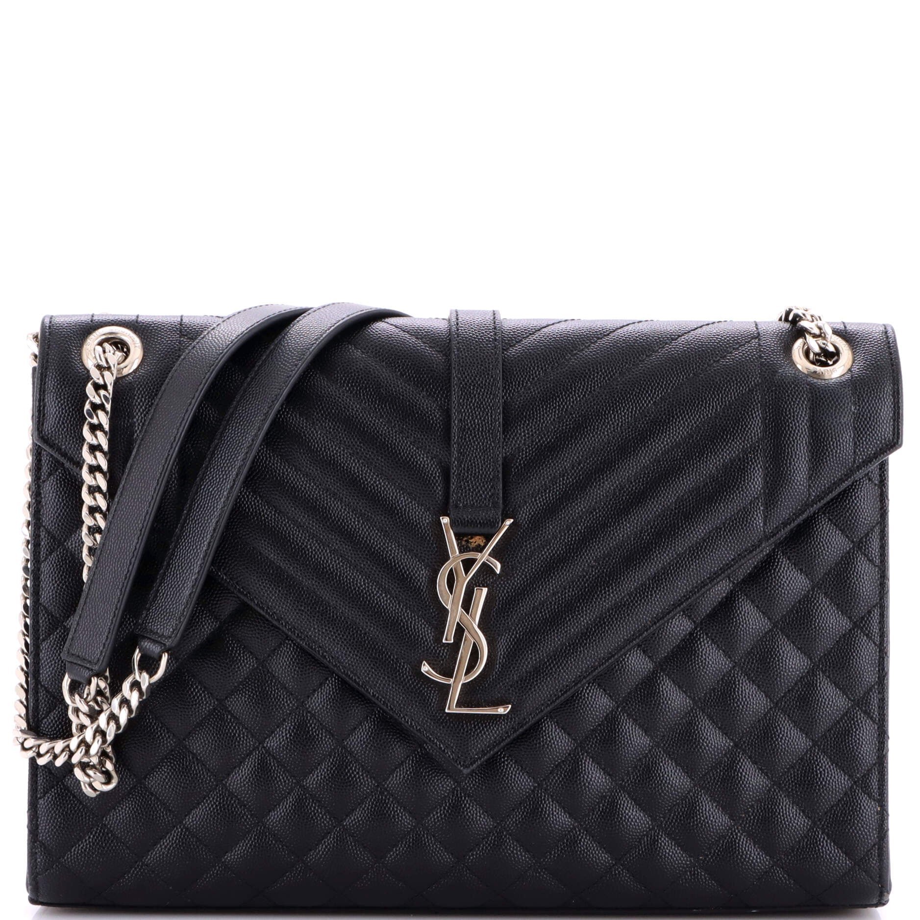 Saint Laurent Classic Monogram Envelope Satchel Mixed Matelasse Leather Large