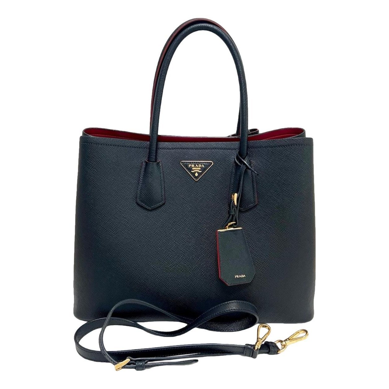 Double leather handbag