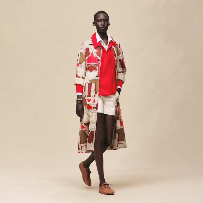 Beige Amande "Grand Manege" Long Trench Coat