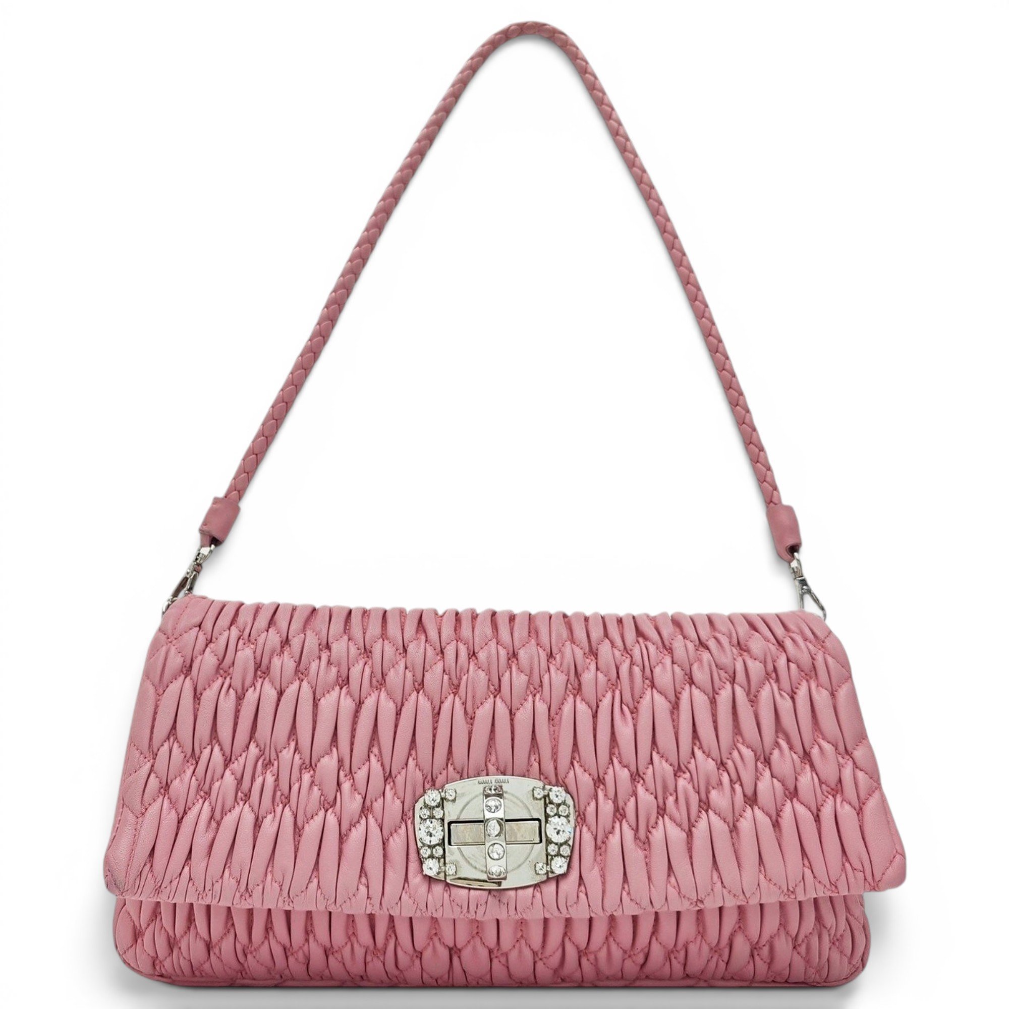 Miu Crystal leather handbag