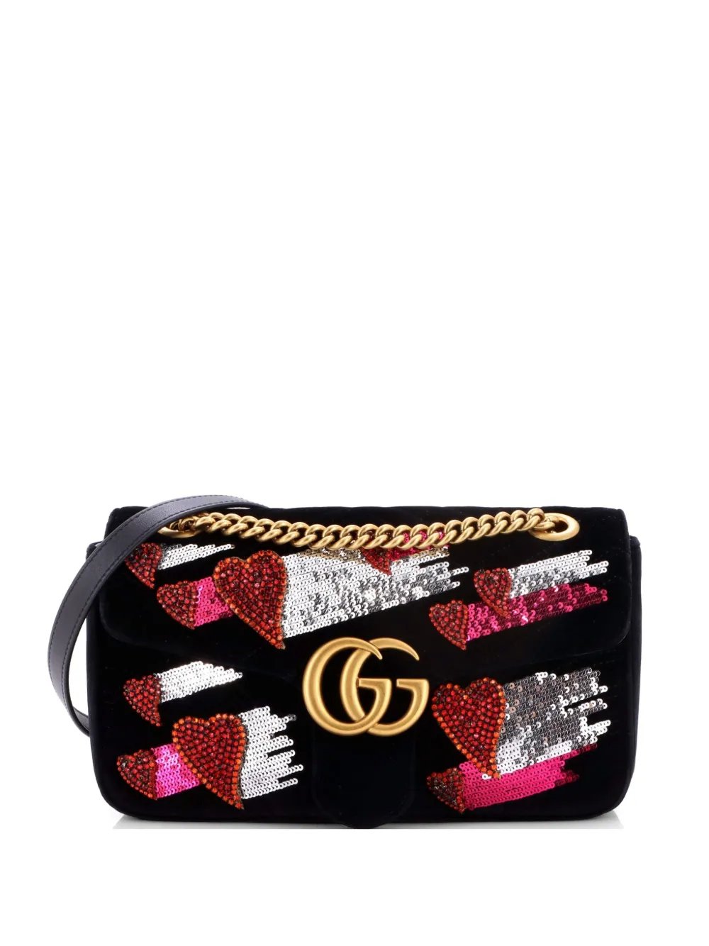 GG Marmont Flap Bag Embellished Matelasse Velvet Small crossbody bag