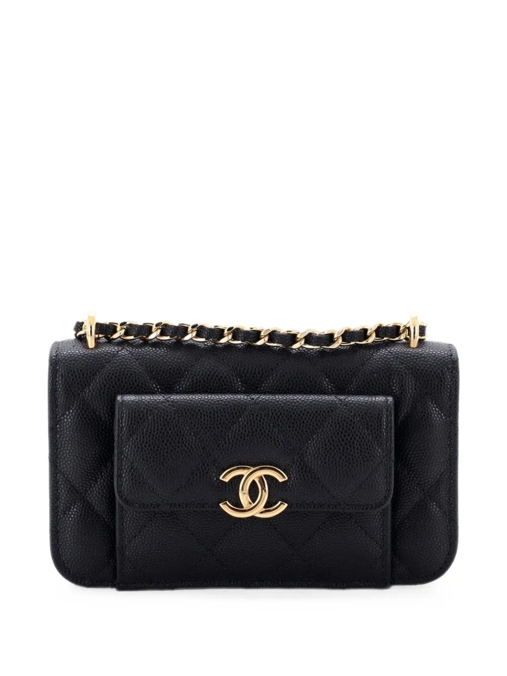 Pocket Twins Clutch with Chain Quilted Caviar crossbody bag