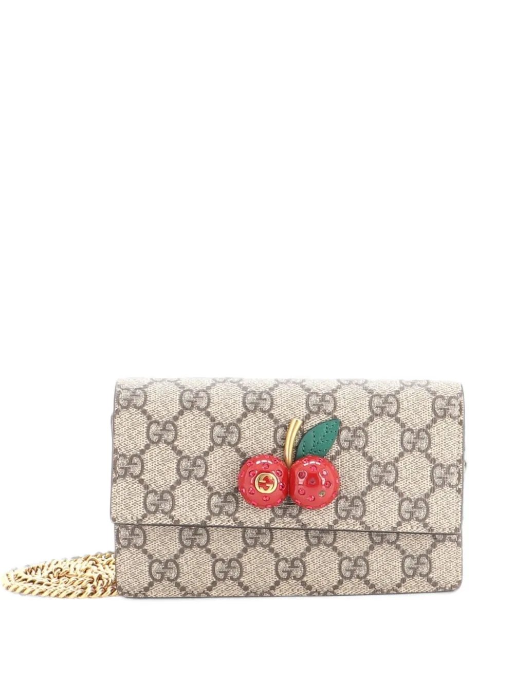 Cherries Wallet on Chain GG Coated Canvas Mini crossbody bag