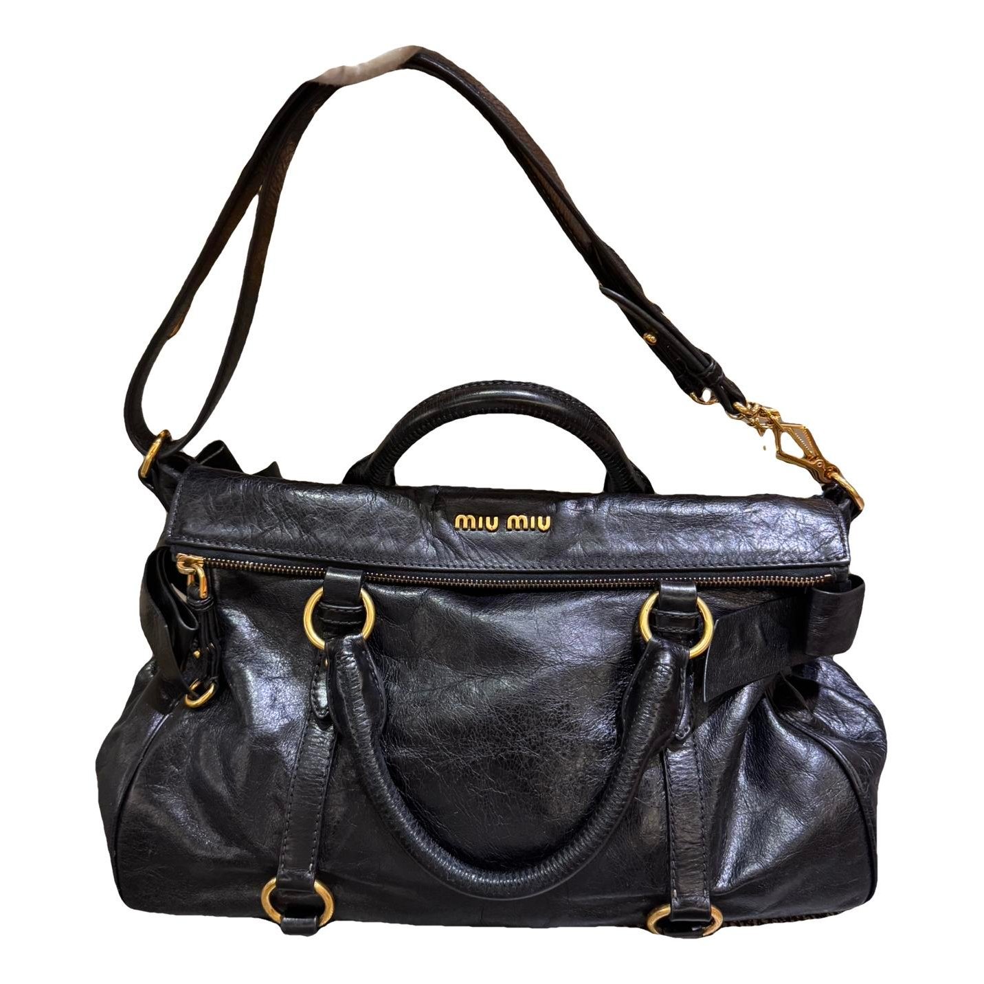 Bow bag leather handbag