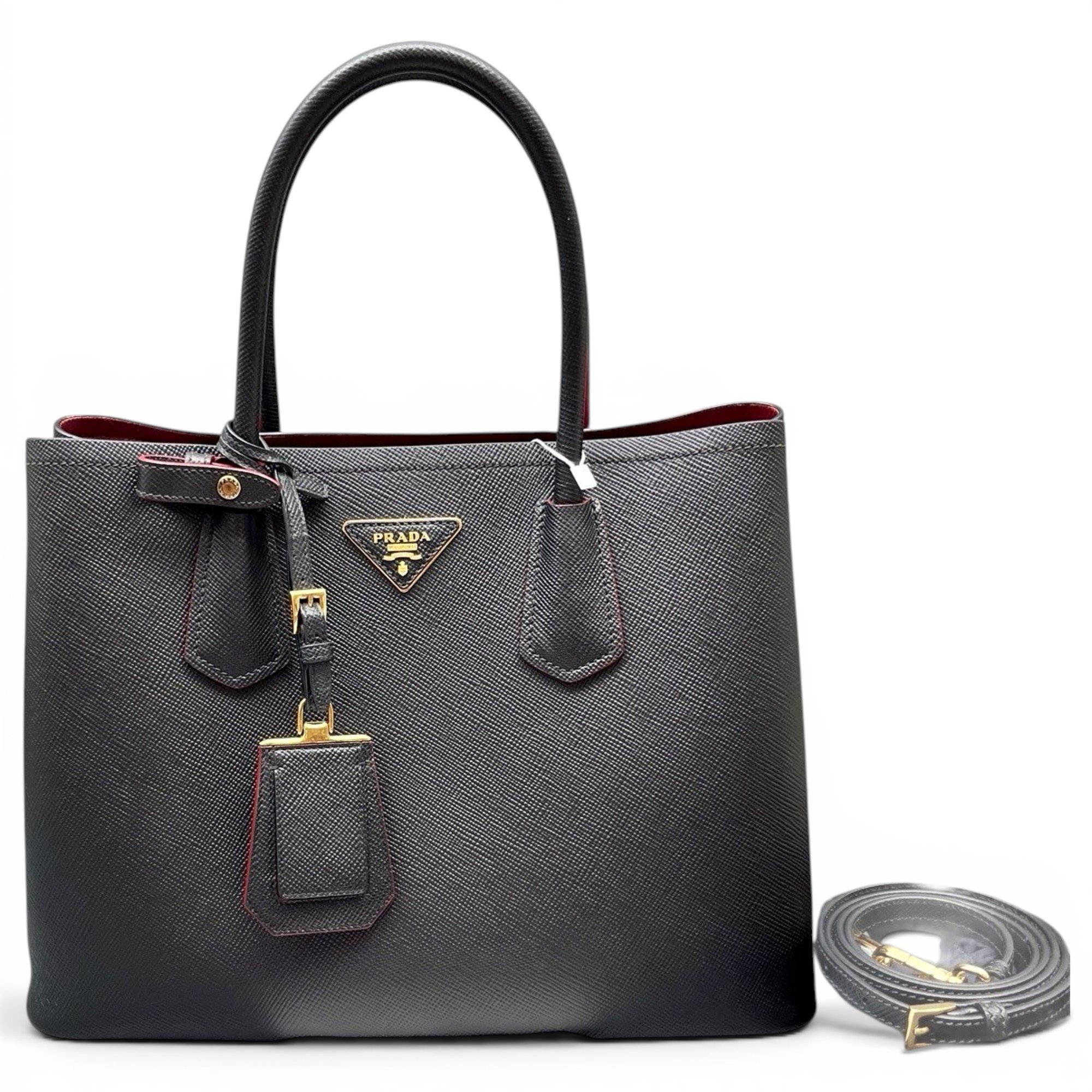Double leather handbag