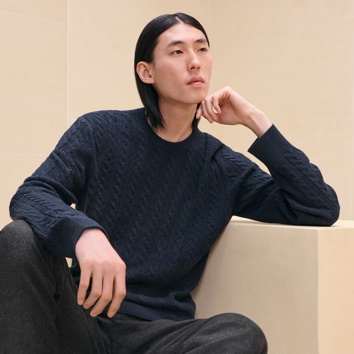 Marine Cashmere "Torsades Et H Fantome" Crewneck Sweater