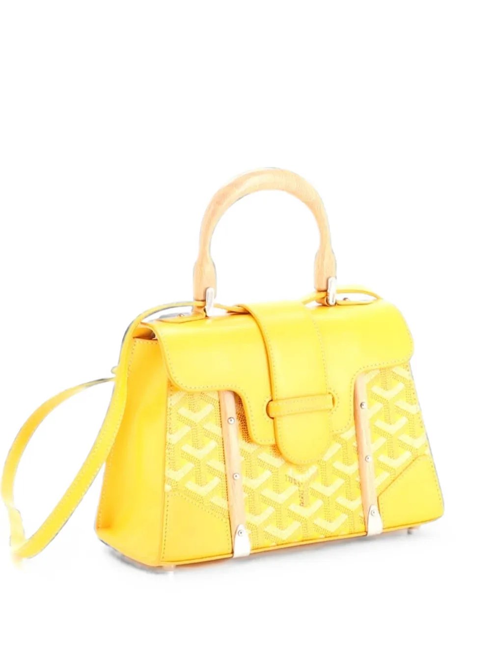 Structured Saigon Top Handle Bag Coated Canvas with Leather Mini satchel