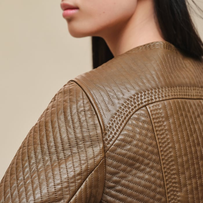 Marron Muschio Veste Matelassée