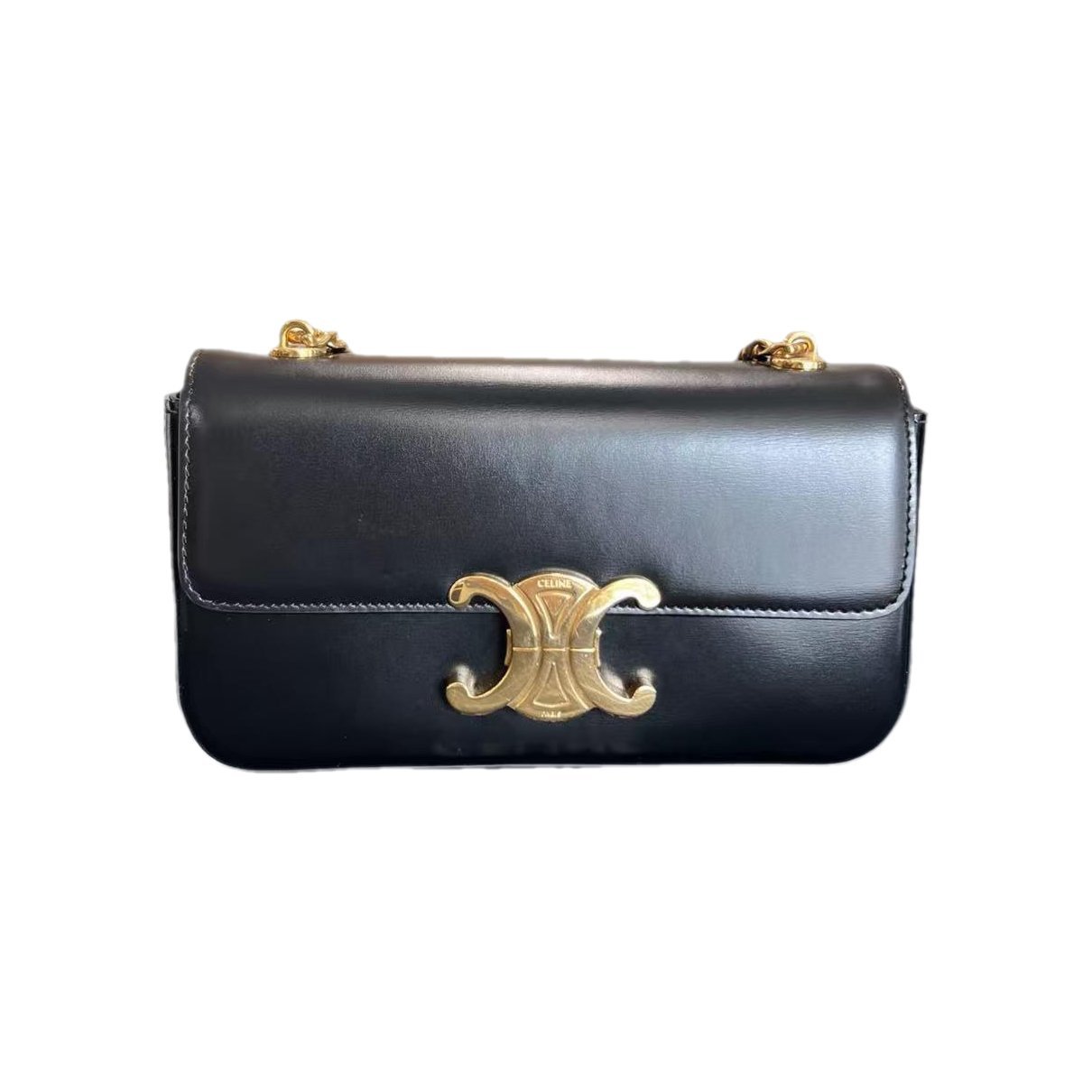 Triomphe chain leather handbag