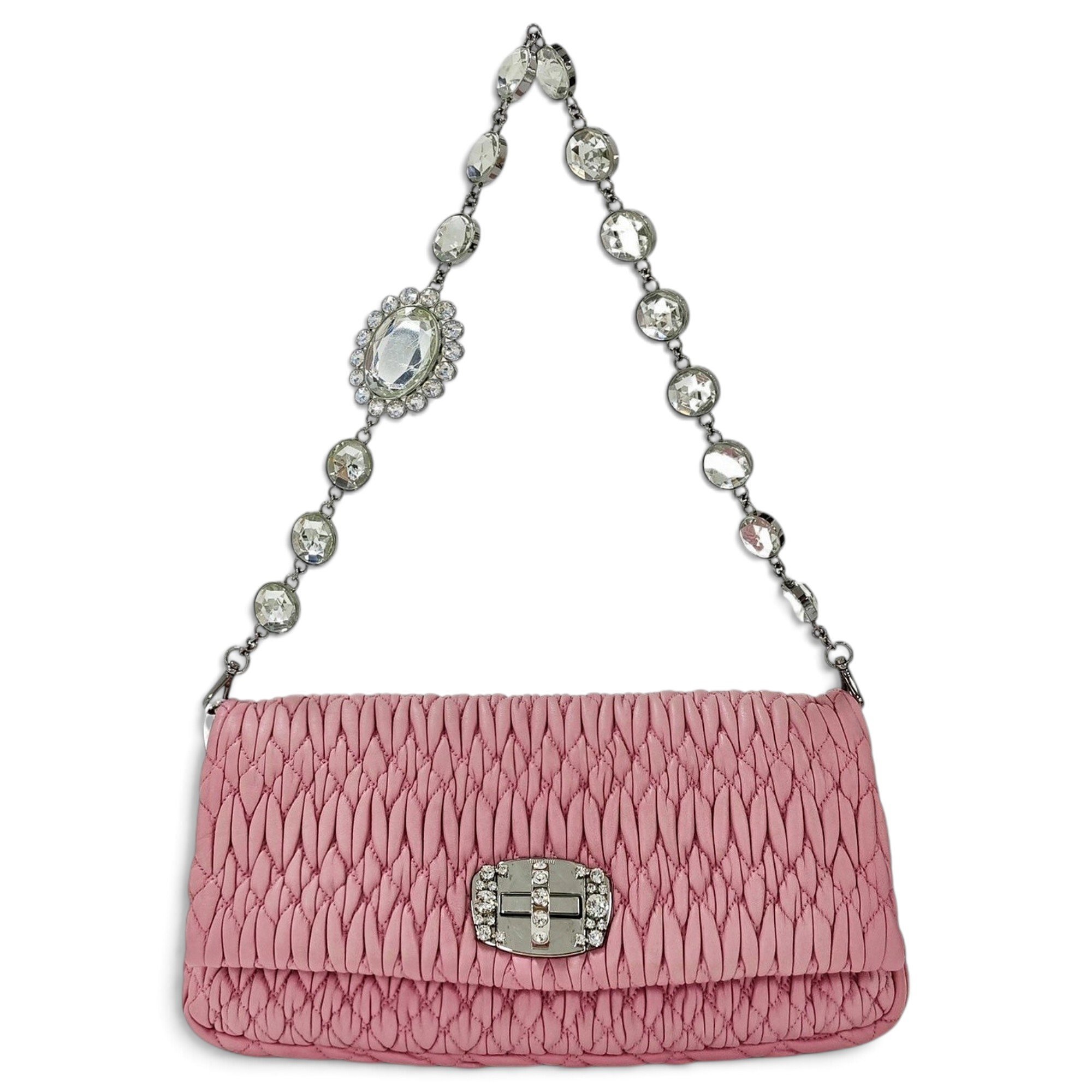 Miu Crystal leather handbag