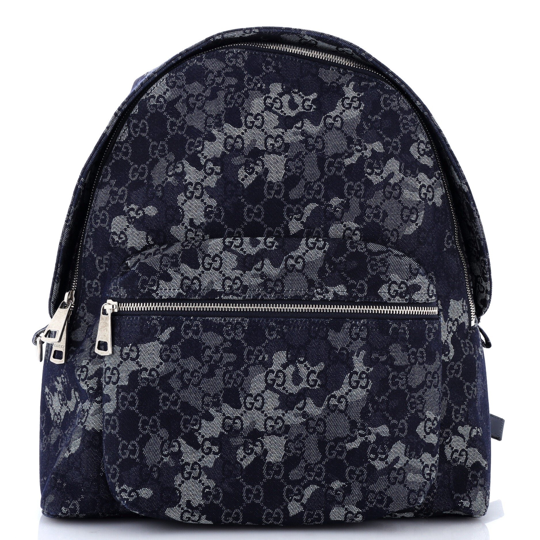 Zip Front Pocket Backpack Camouflage GG Denim