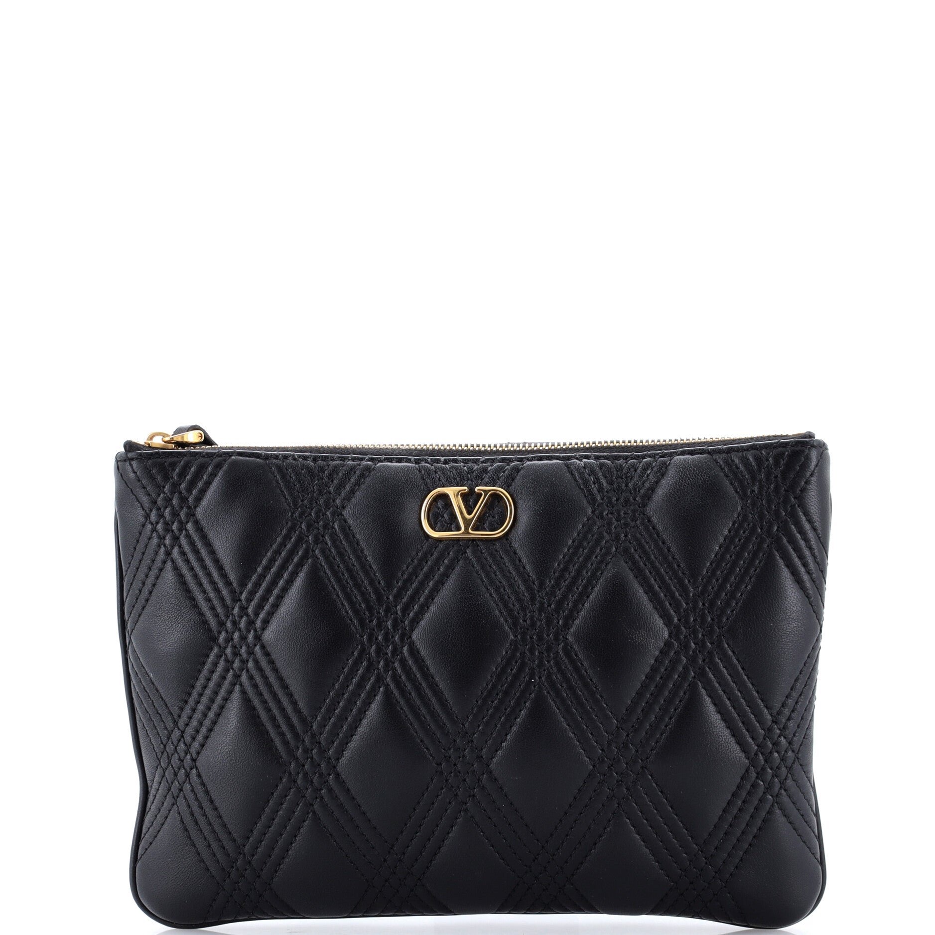 Valentino Garavani Quiltie 67 Zip Pouch Quilted Leather Medium