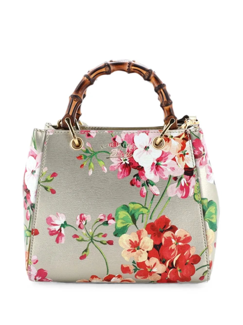 Bamboo Shopper Blooms Print Leather Mini tote bag