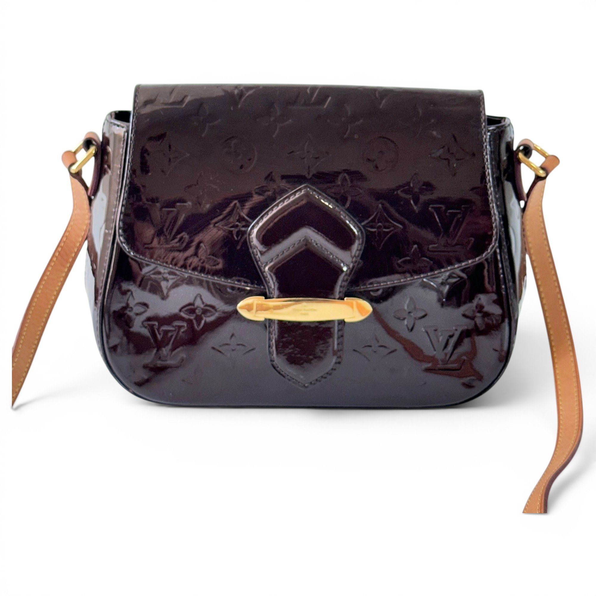 Bellflower patent leather crossbody bag