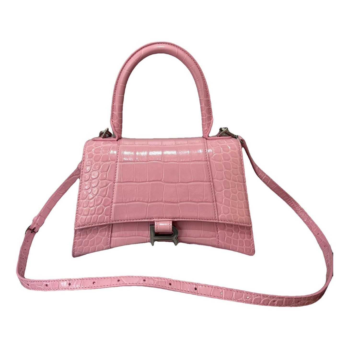 Hourglass leather handbag