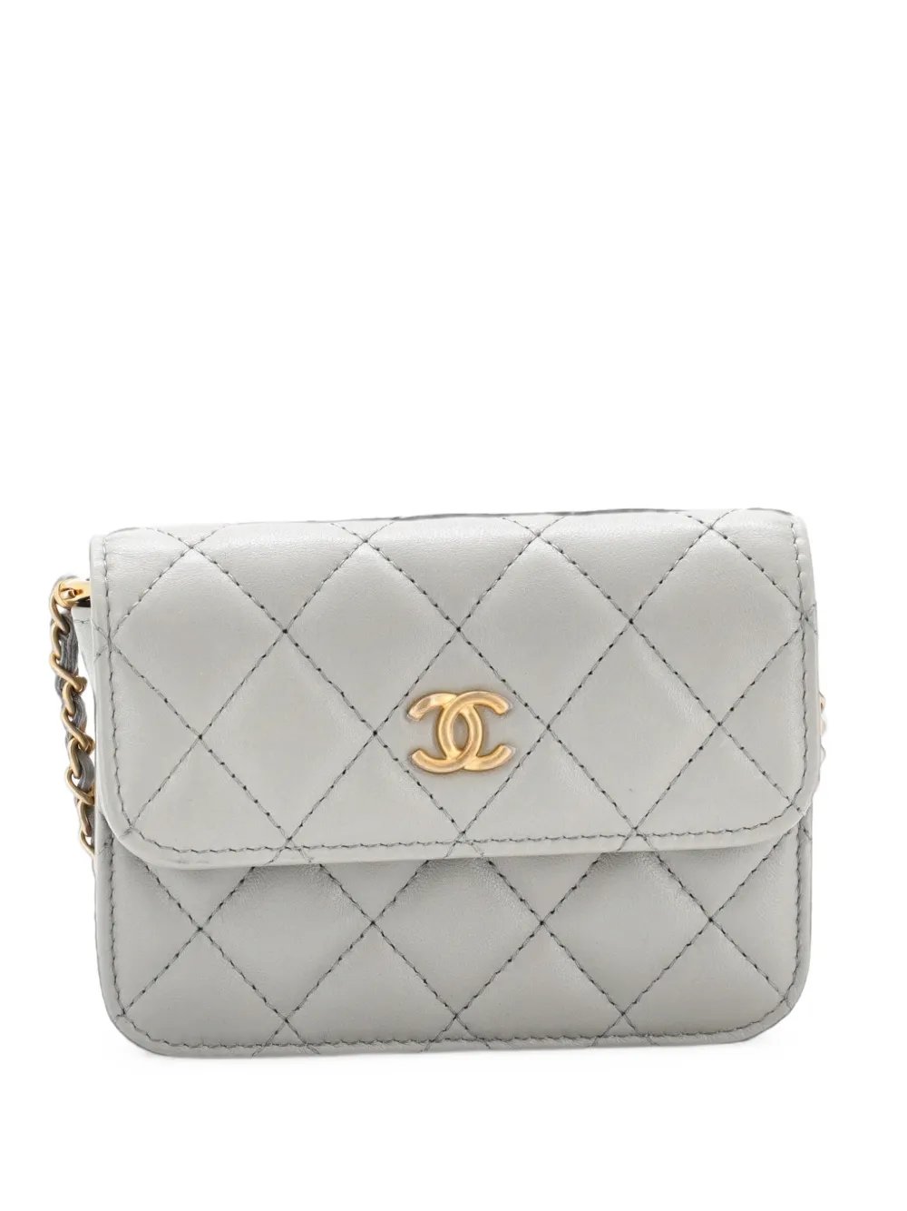 Pearl Crush Flap Clutch with Chain Quilted Lambskin Mini crossbody bag