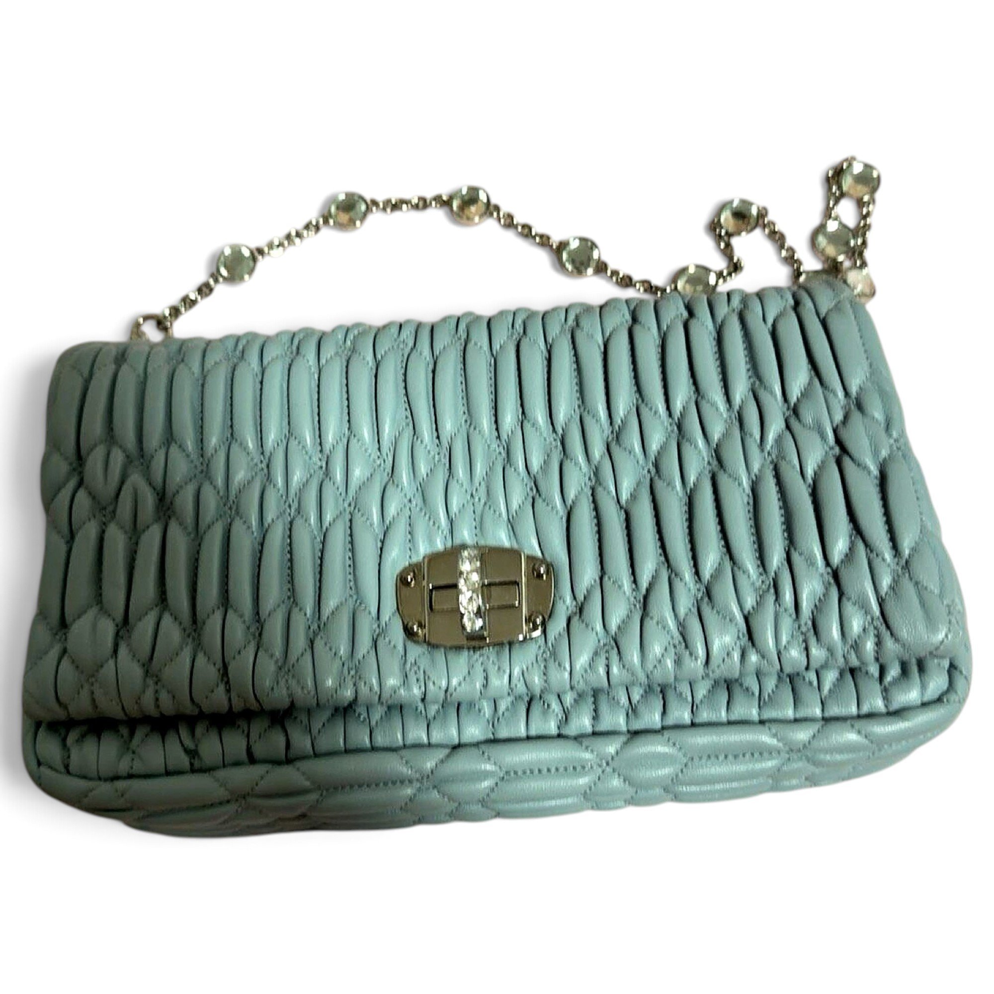 Miu Crystal leather handbag