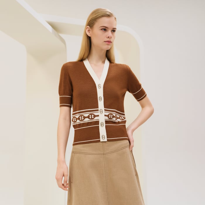 Marron Alezan "Chaine d'Ancre" Short-sleeve Cardigan