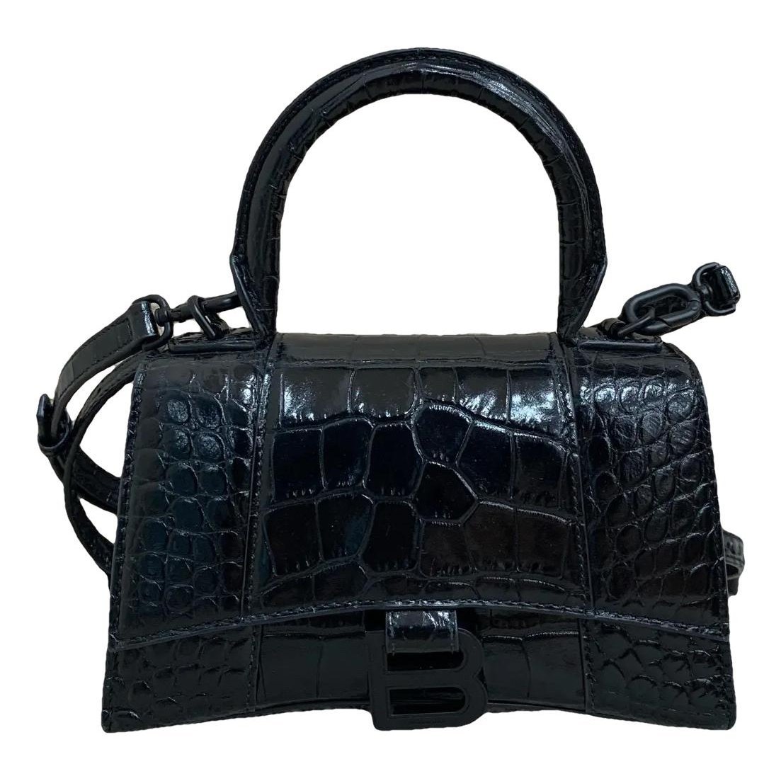 Hourglass leather handbag