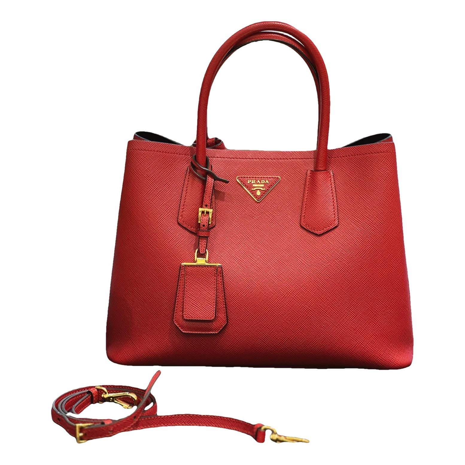 Double leather handbag