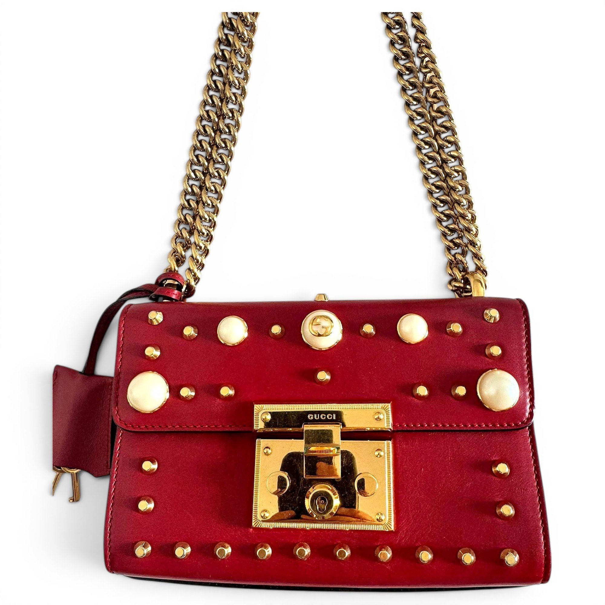 Padlock leather handbag