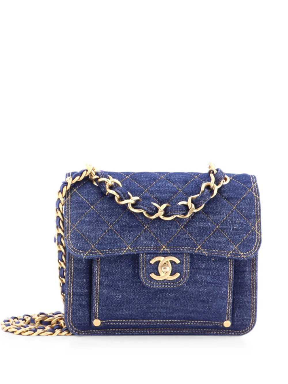 Double You CC Flap Bag Quilted Denim Medium shoulder bag