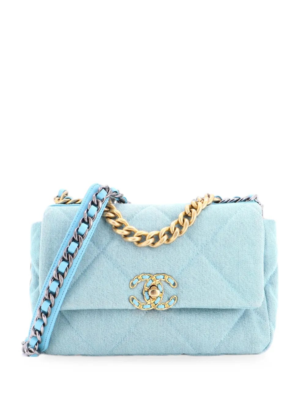 19 Flap Bag Quilted Denim Medium shoulder bag