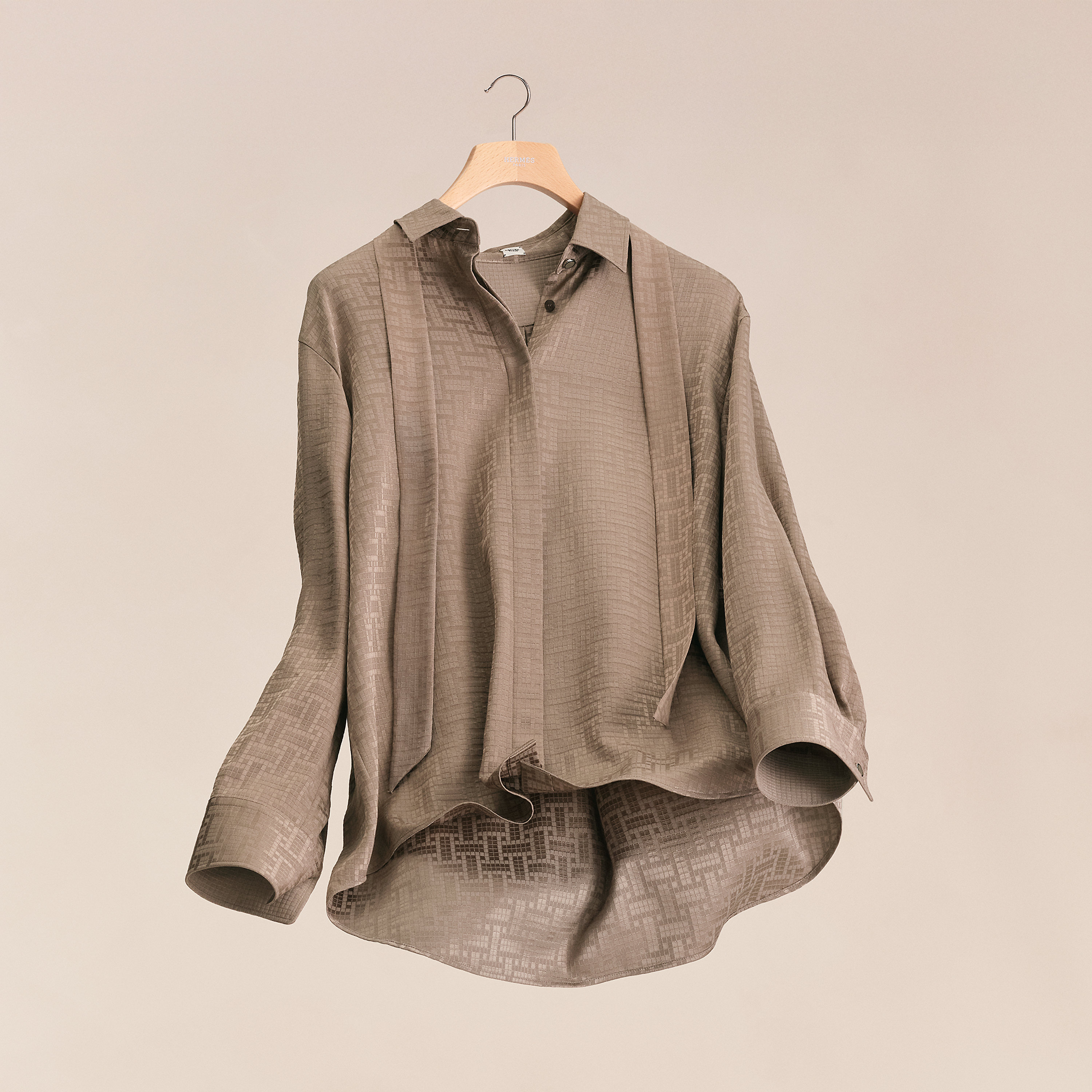 "Mosaique" ascot collar shirt