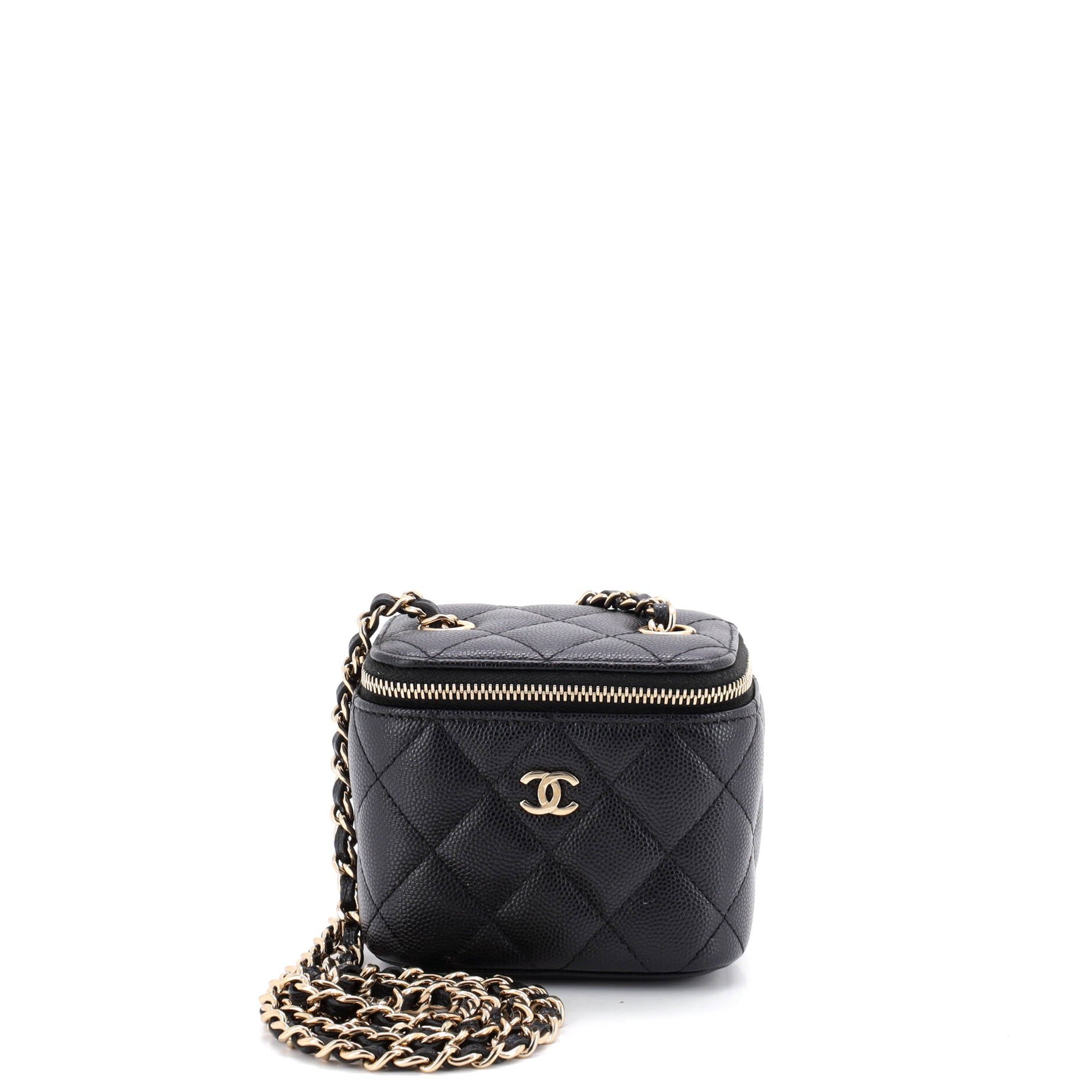 Classic Vanity Case with Chain Quilted Caviar Mini