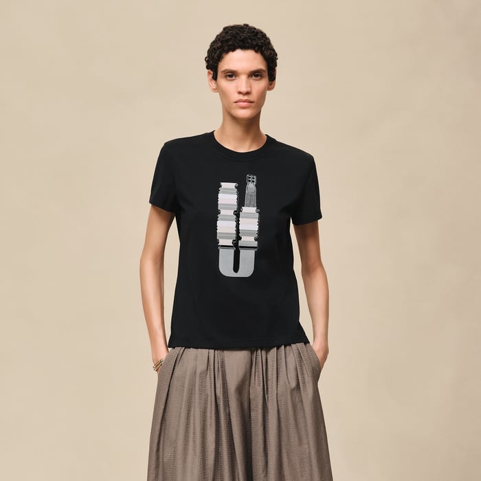 Noir Printed Straight T-shirt