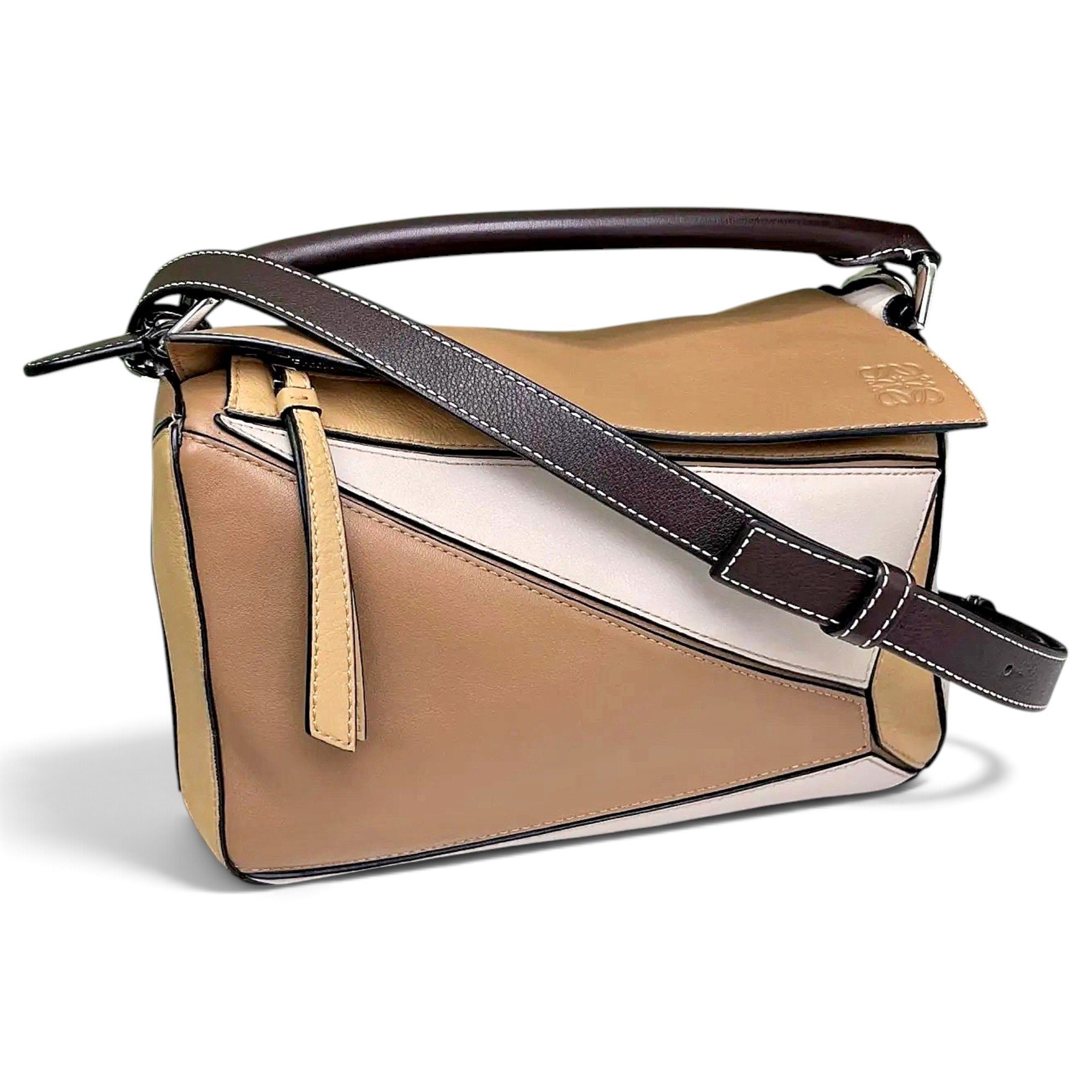 Puzzle leather handbag