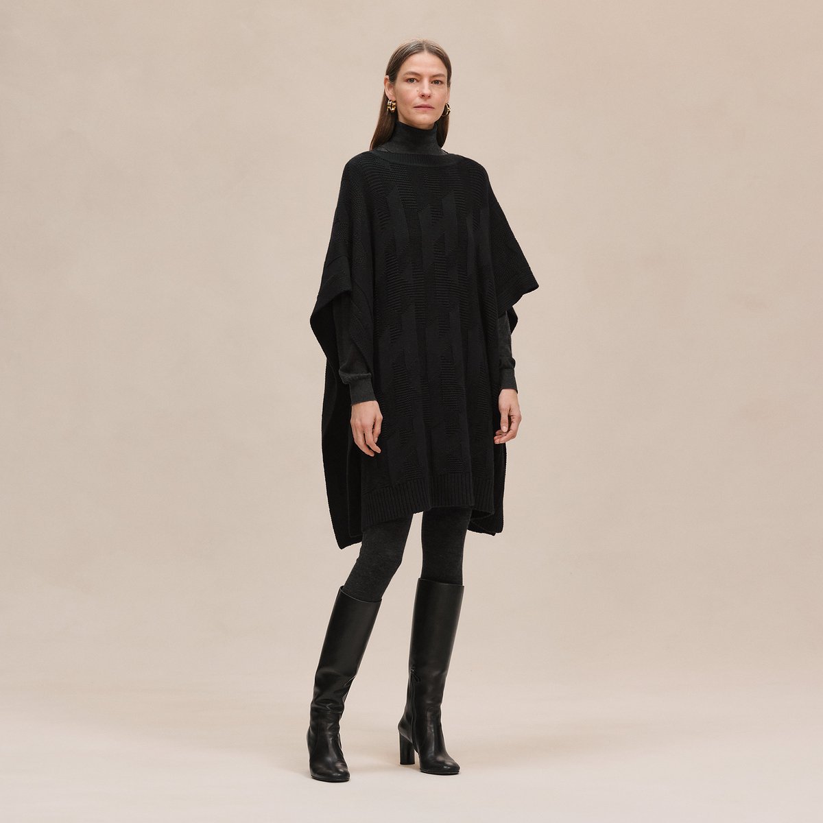 Noir "H" Rectangular Cape Poncho