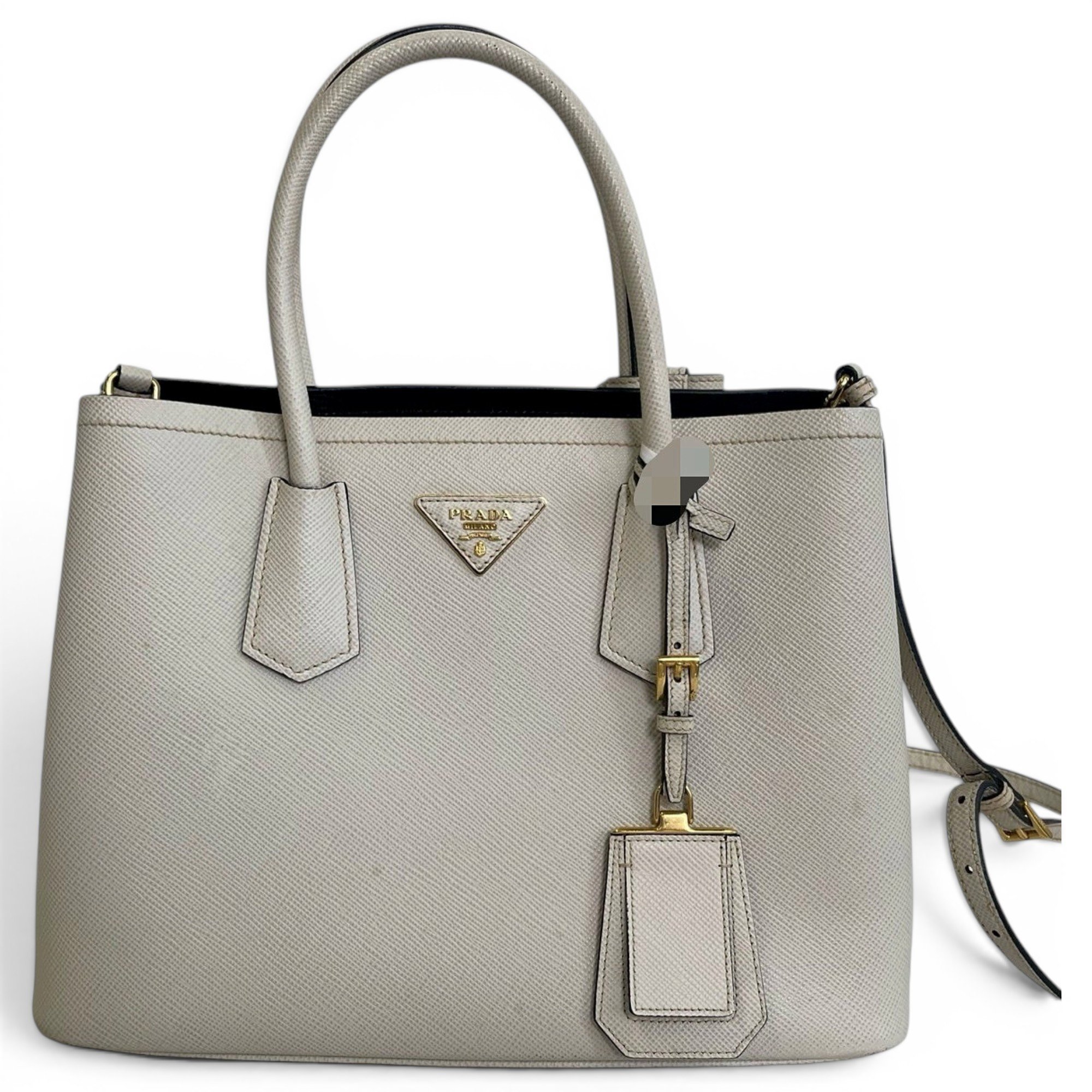 Double leather handbag