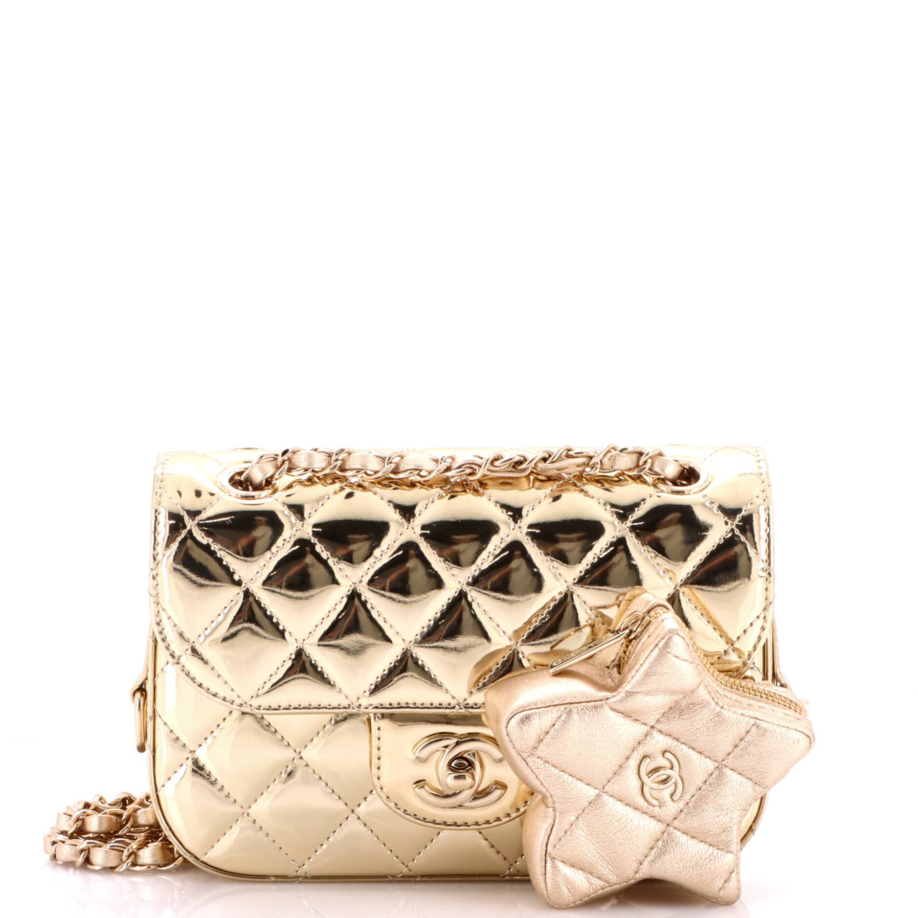 Hollywood Boulevard Flap Bag with Star Coin Purse Quilted Metallic Leather Mini