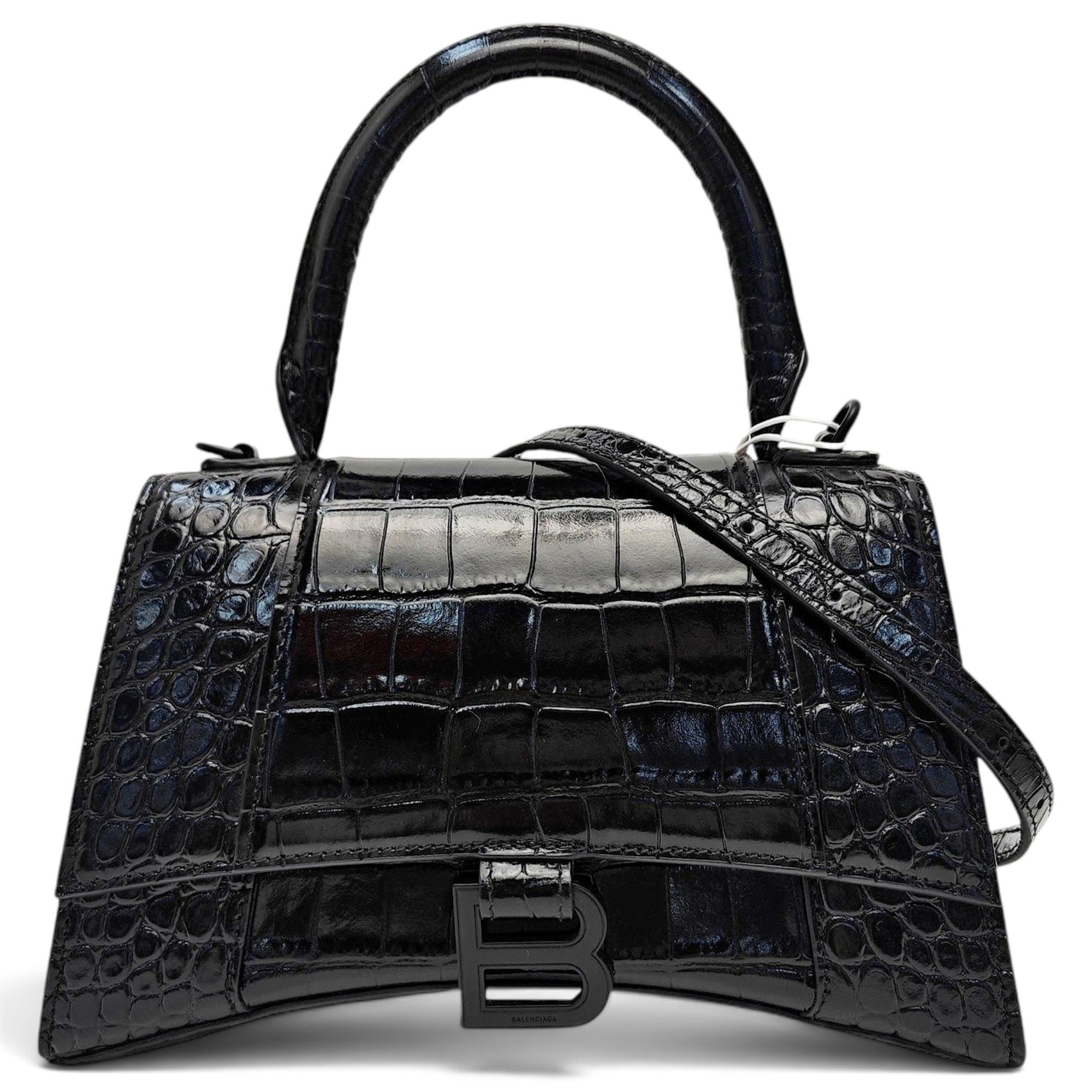 Hourglass leather handbag