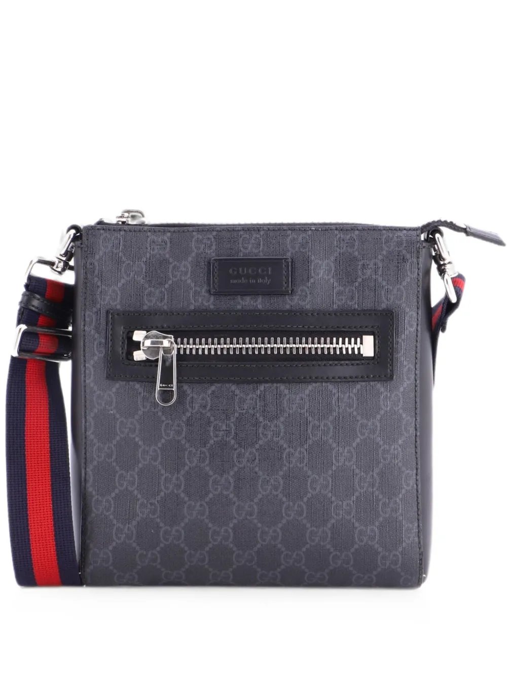 Web Strap Front Zip Messenger Bag GG Coated Canvas Small crossbody bag
