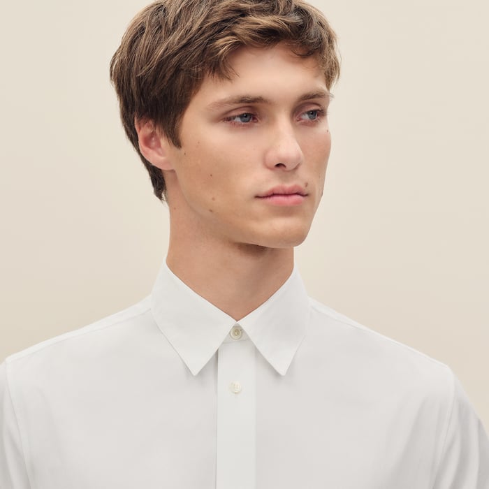 Blanc Fitted Shirt With Louis Collar