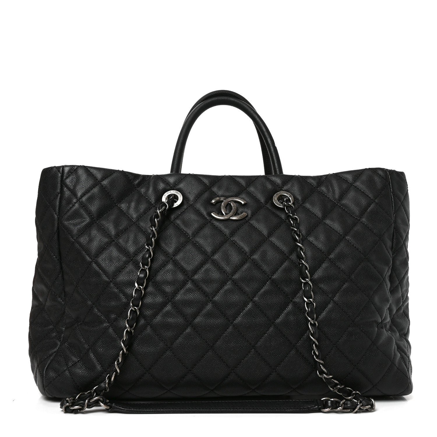 Chanel Caviar Quilted Large Coco Handle Shopping Tote Black