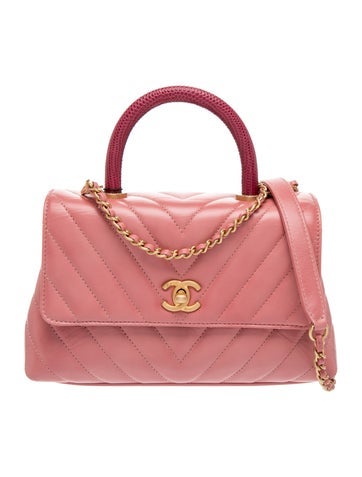 Mini Lizard-Trimmed Chevron Coco Handle Flap Bag
