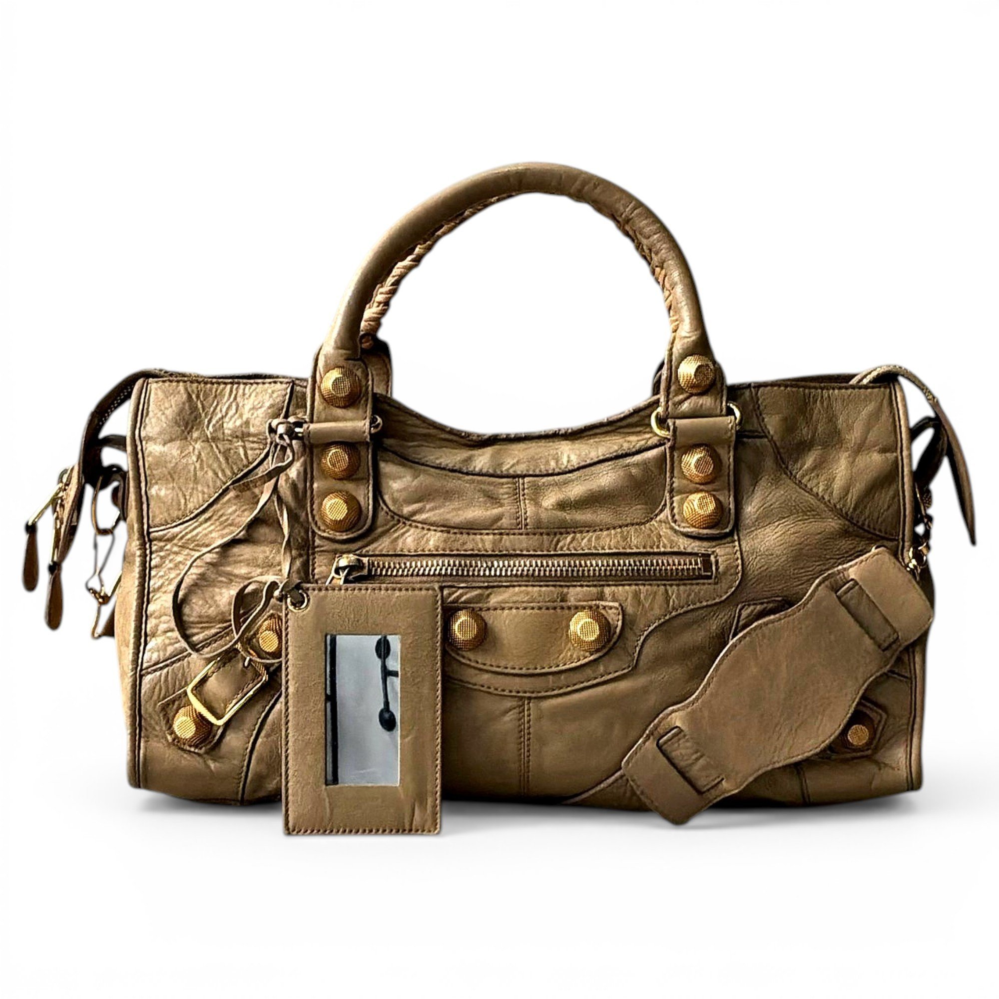 City leather handbag