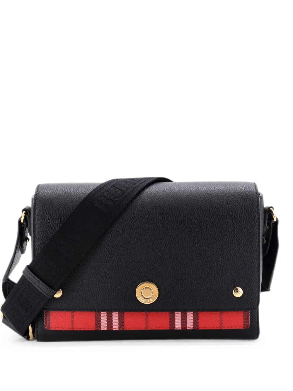 Burberry Note Leather with Vintage Check Canvas Medium crossbody bag
