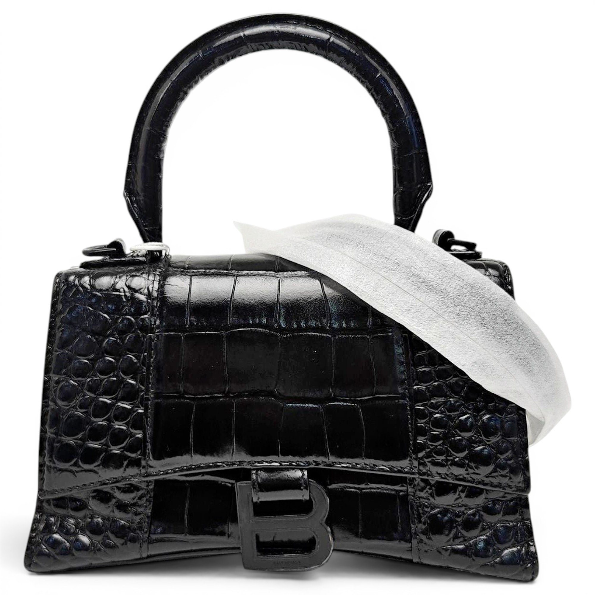 Hourglass leather handbag