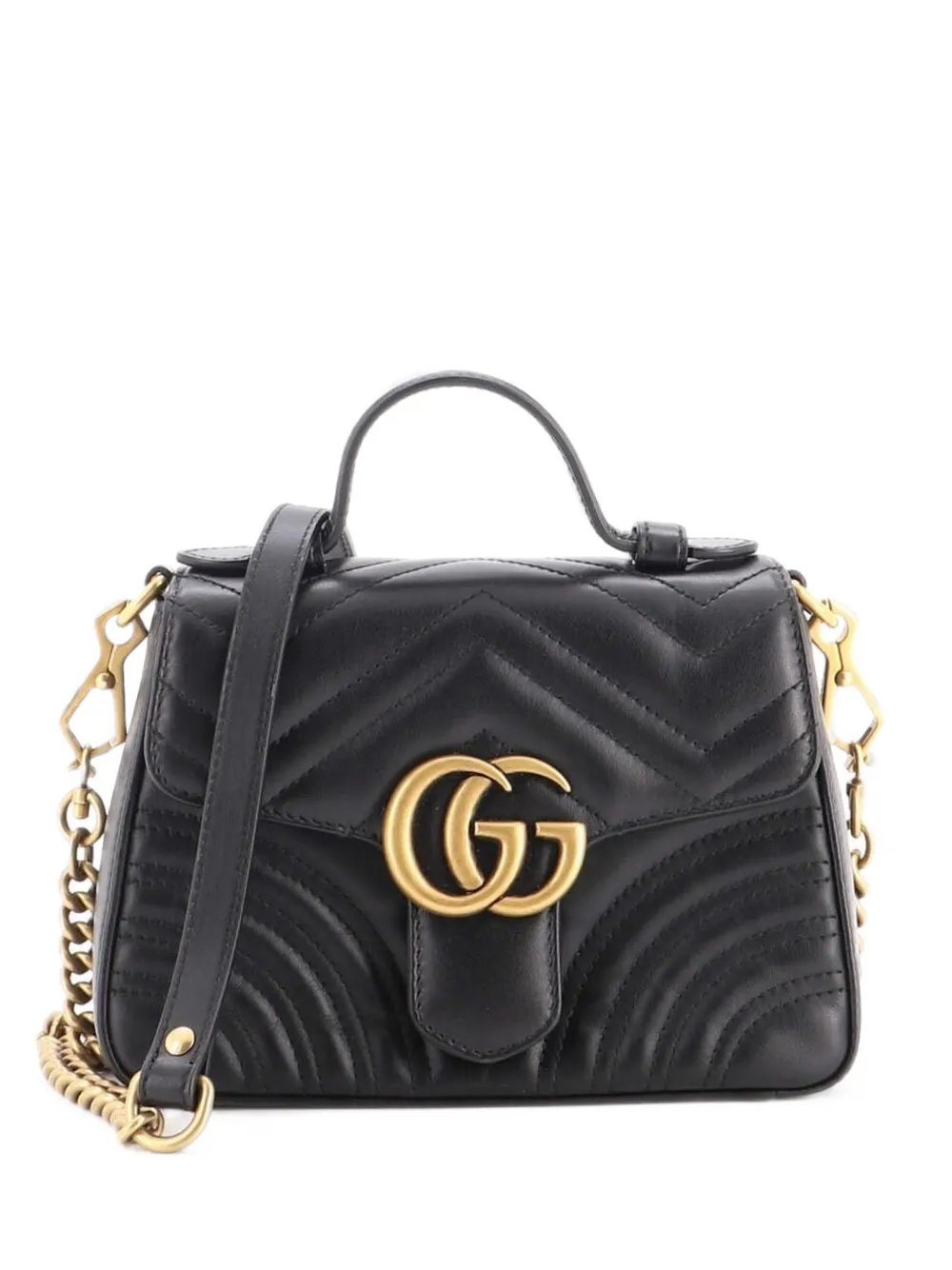 GG Marmont Top Handle Flap Bag Matelasse Leather Mini satchel