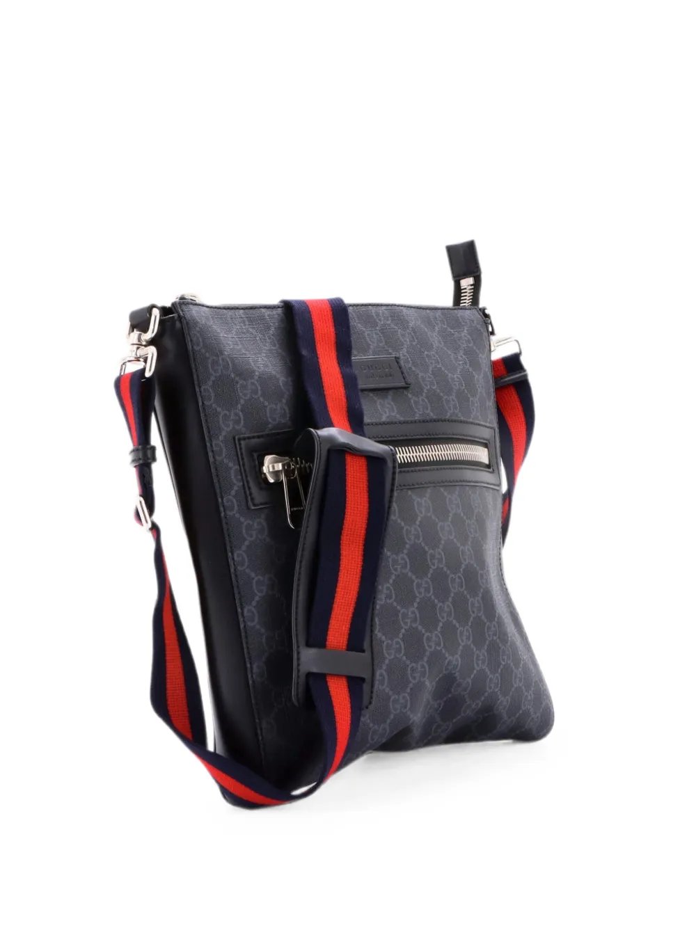 Web Strap Front Zip Messenger Bag GG Coated Canvas Medium crossbody bag