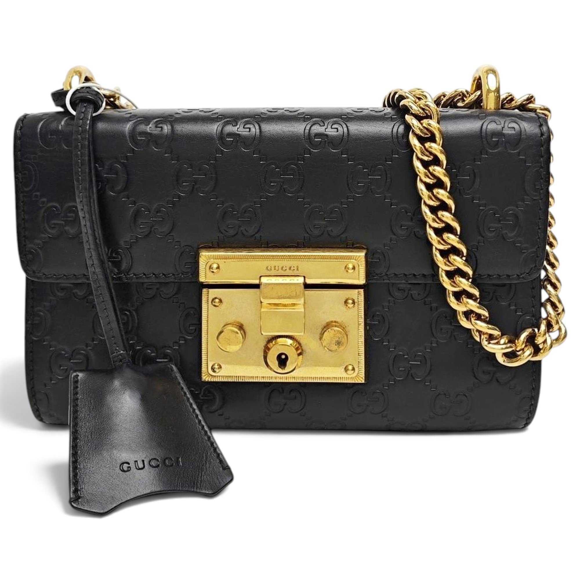 Padlock leather handbag