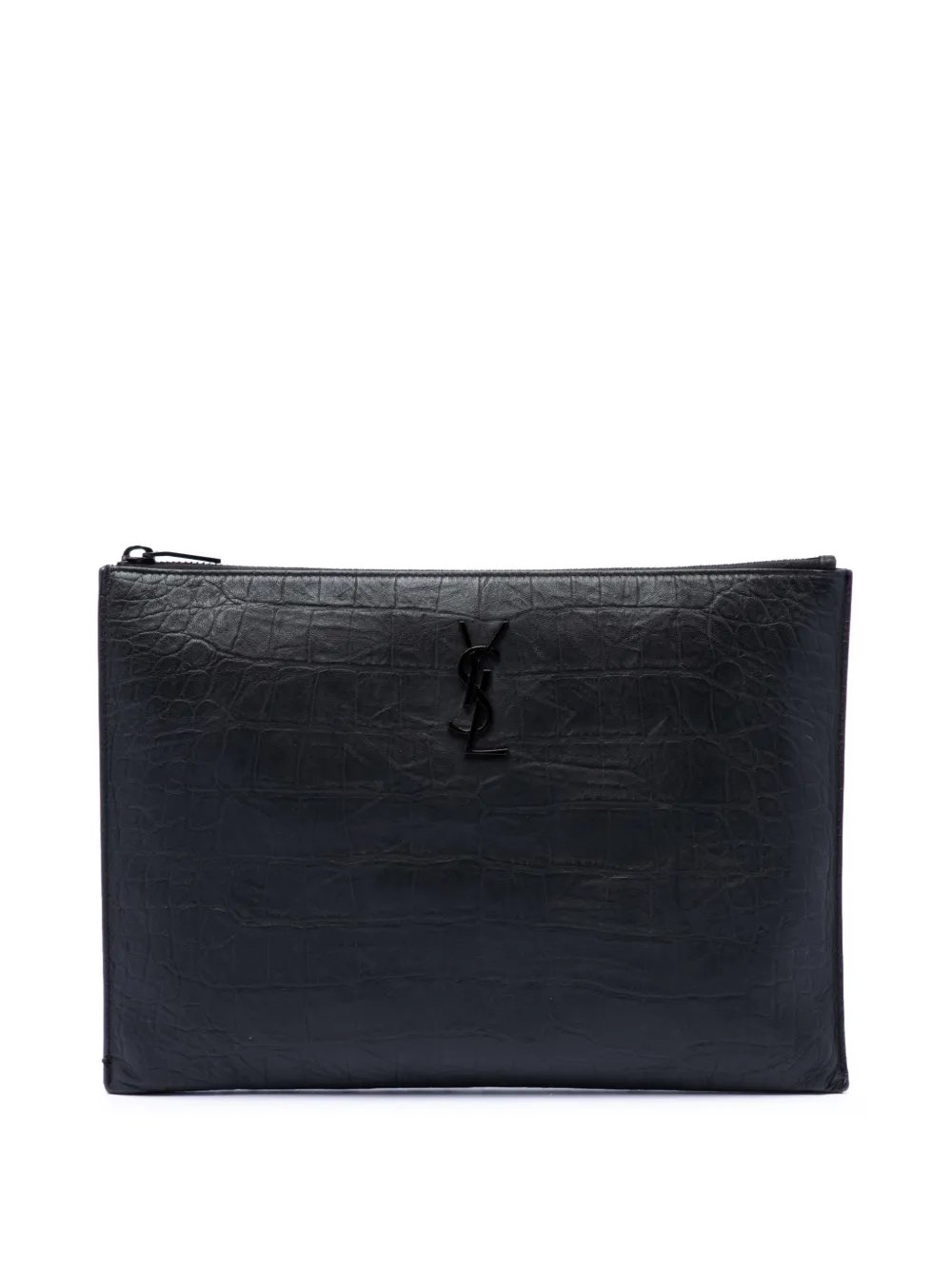 2021 Croc Embossed Leather Monogram Document Holder clutch bag