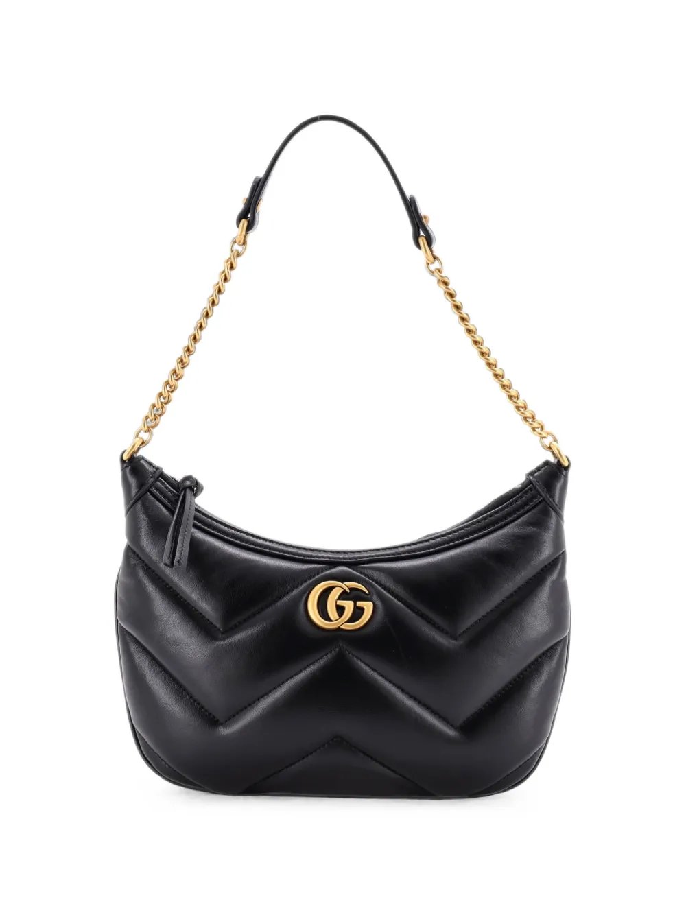 GG Marmont Half Moon Chain Matelasse Patent Small shoulder bag