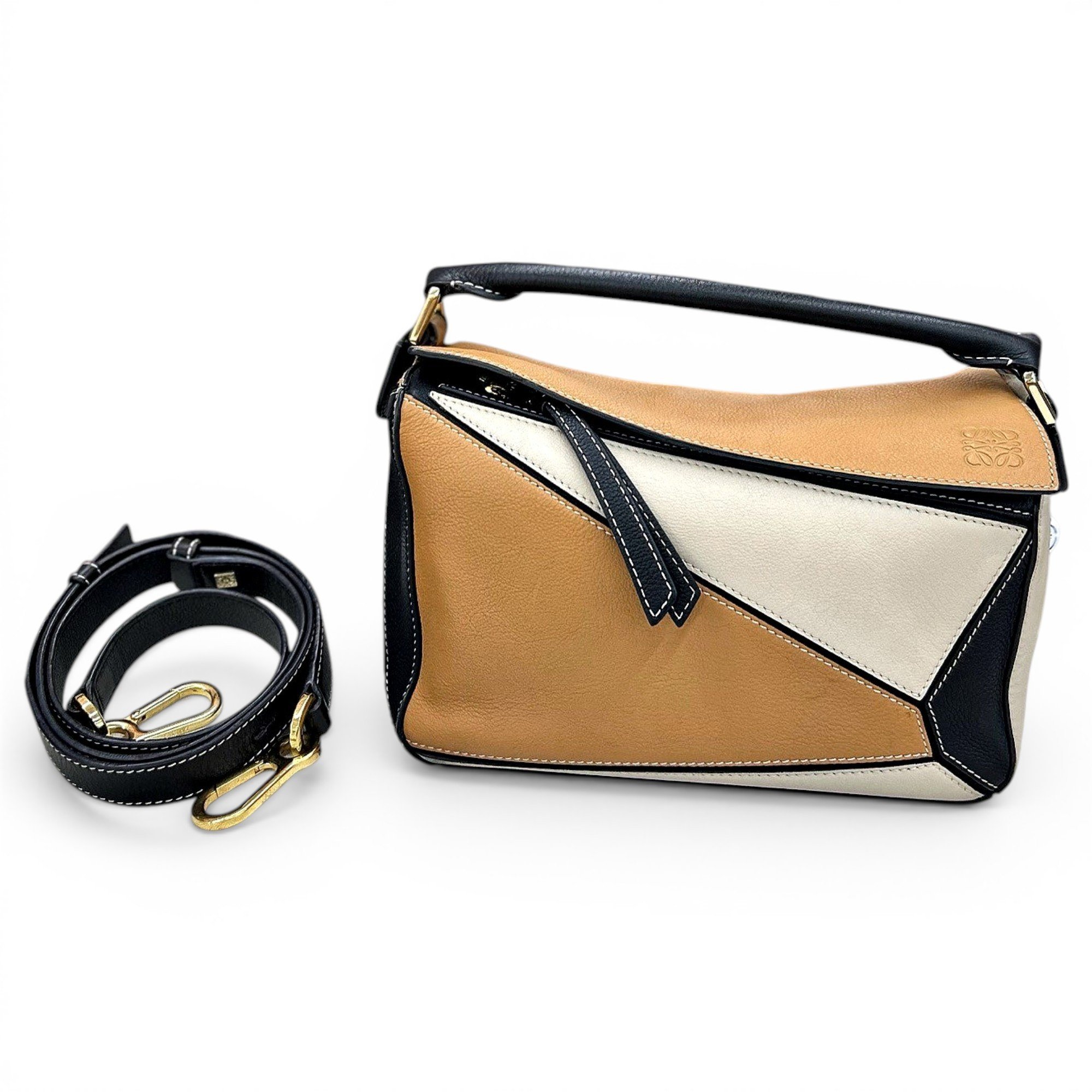 Puzzle leather handbag