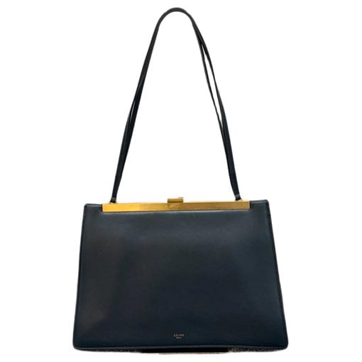 Clasp leather handbag